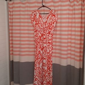 Pink Rose Orange and White Maxi Dress
